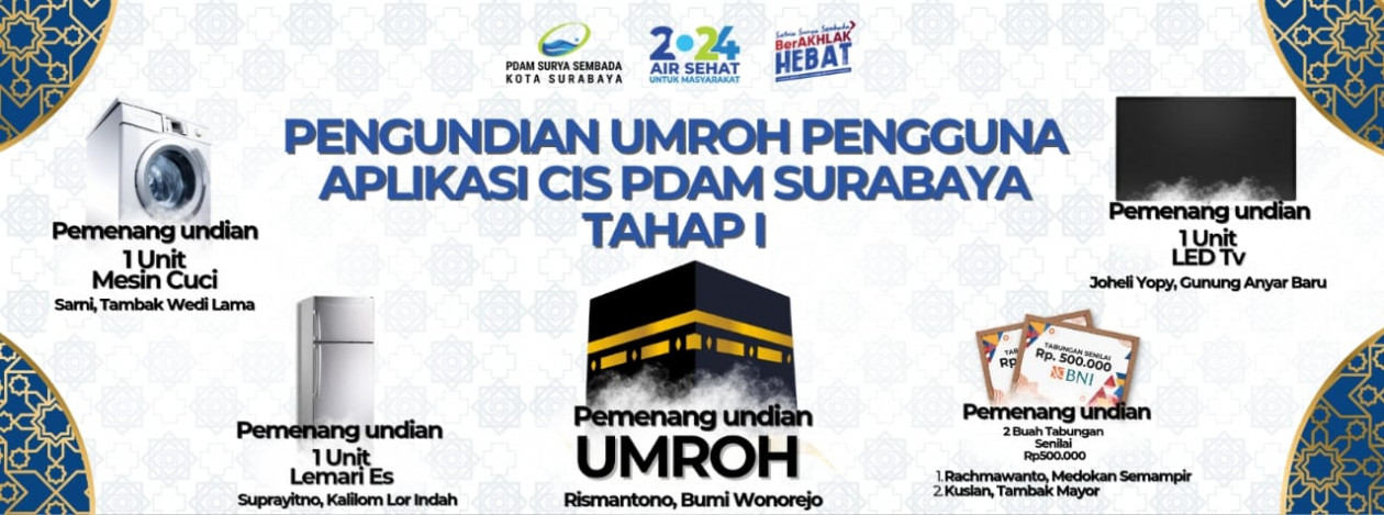 Pengumuman Pemenang Undian Umroh Pengguna Aplikasi CIS PDAM Surabaya Tahap I