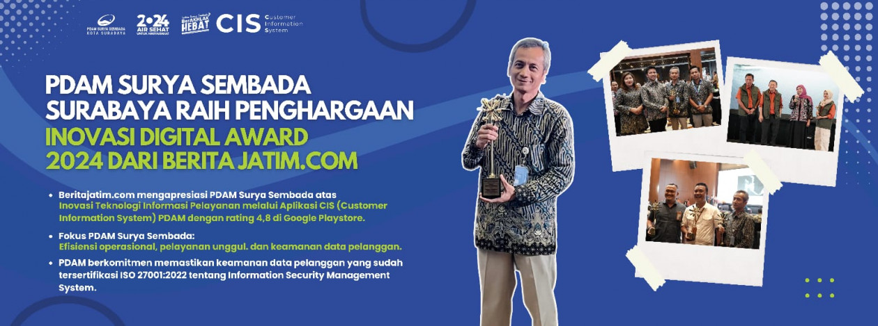 PDAM Surya Sembada Surabaya Raih Penghargaan Inovasi Digital Award 2024